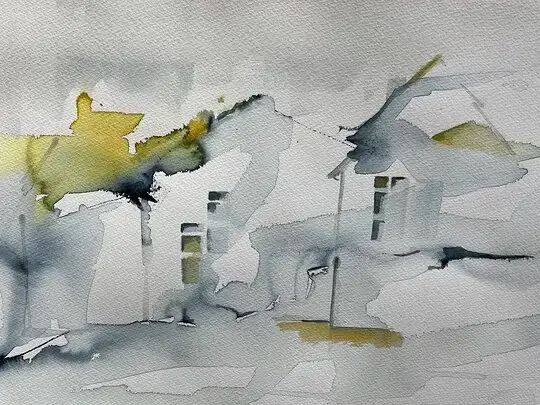 Drömhus – Watercolor – Abstract – 60×50 cm by Eva Henriksson