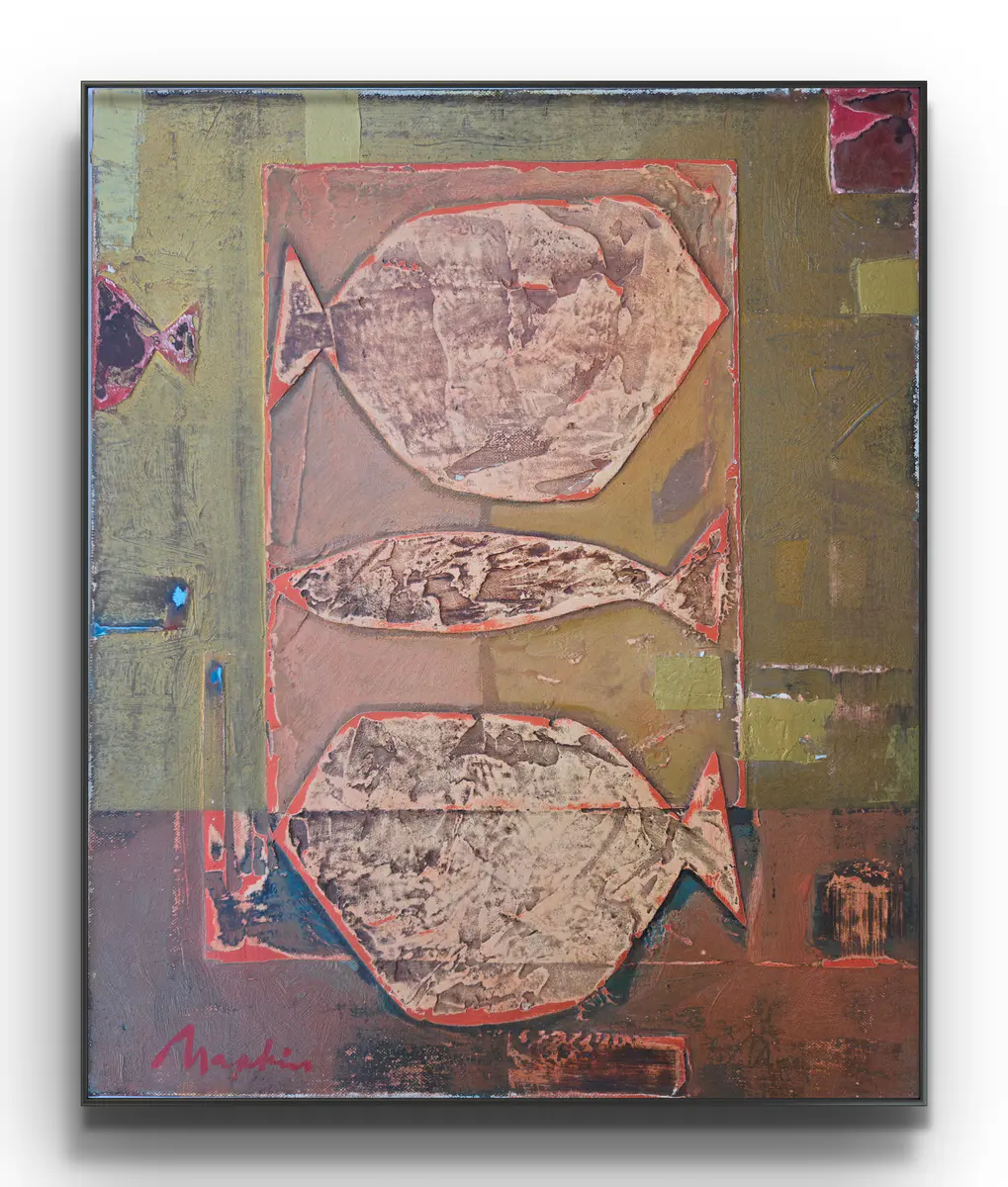 Fiskspektrum i Polykroma Nyanser – Oil – Abstract – 50×50 cm by Vadim Markin