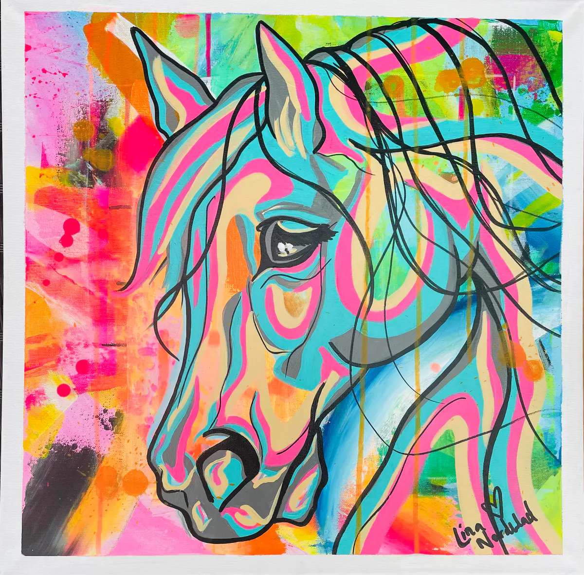 Neon spirit - Akryl - Abstract Expressionism - 50×50 cm af Lina A Nordblad