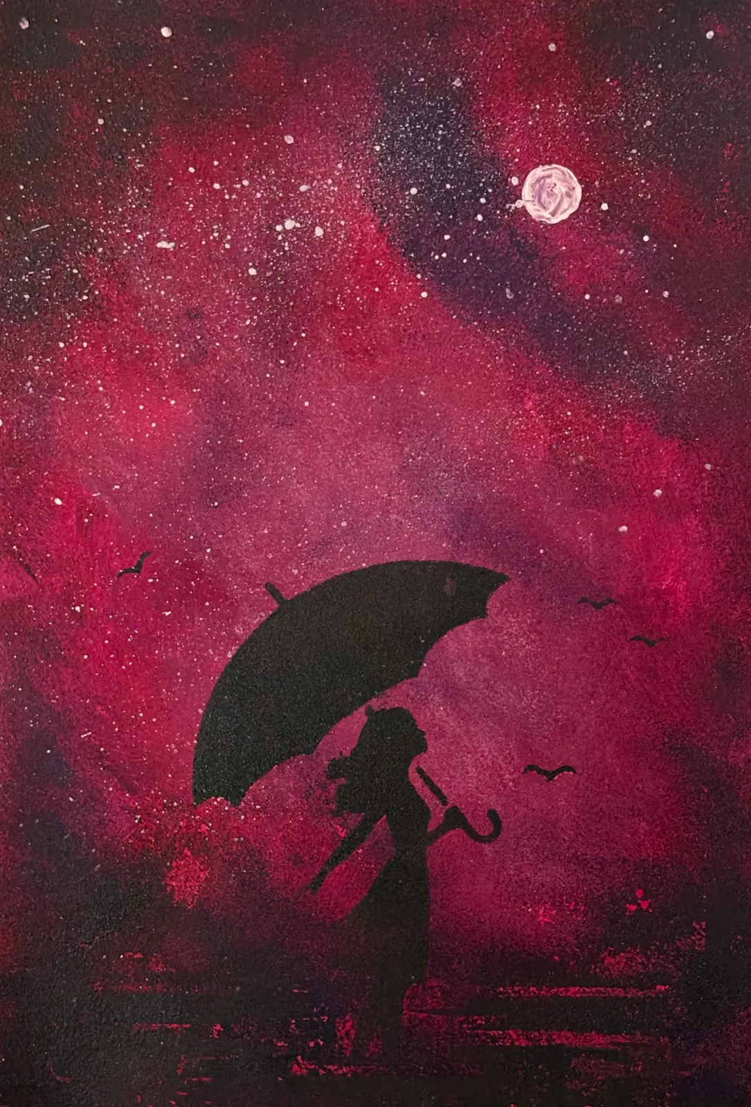 Flickan under månen - Acryl door Ann-Christin (Acmpainting) Martinsson