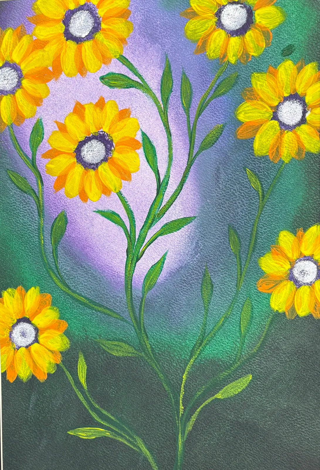 Gula blommor på kvist - Acryl door Ann-Christin (Acmpainting) Martinsson