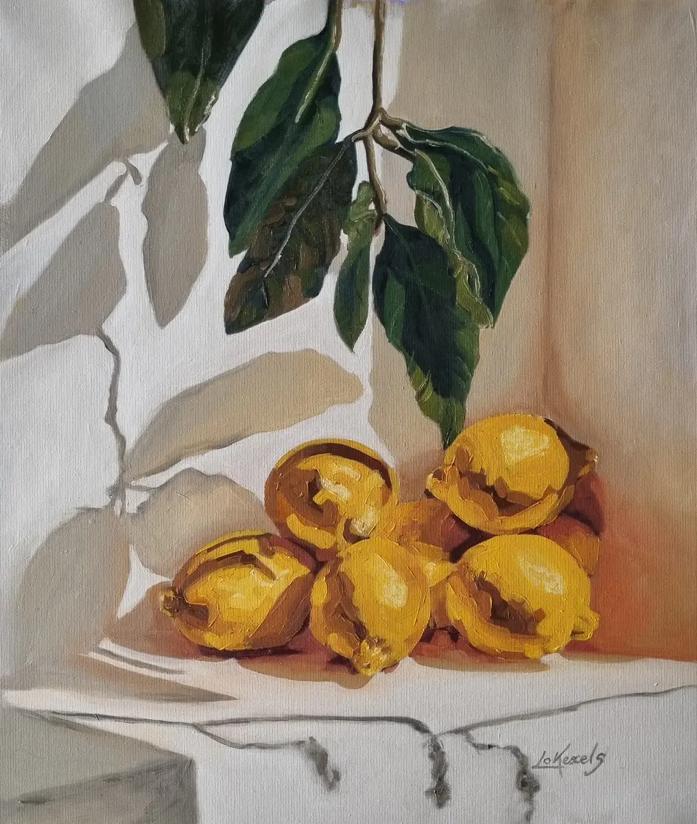 Sette limoni - Akryl - Still Life - 49×60 cm av Lovisa Kexel Sandberg