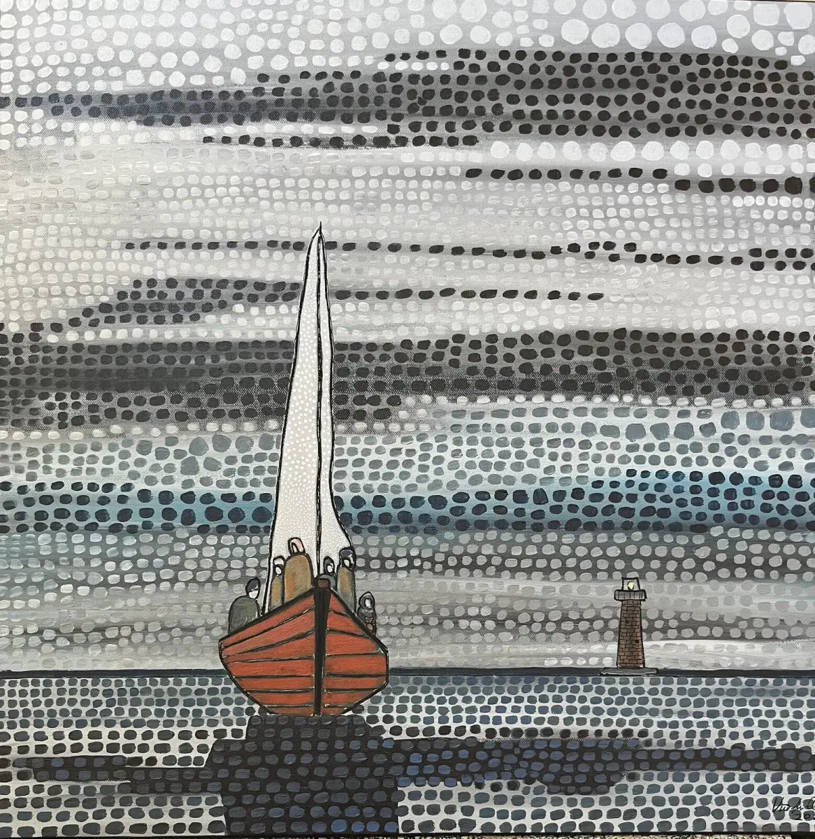 Seglats mot Frihetens Horisont - Akryl - Abstract - 60×60 cm af Vivianne Otsa
