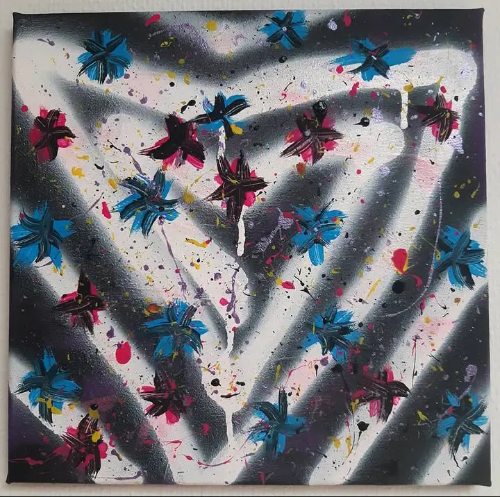 Kontrollerat kaos – Acrylic – Abstract Expressionism – 30×30 cm by INA