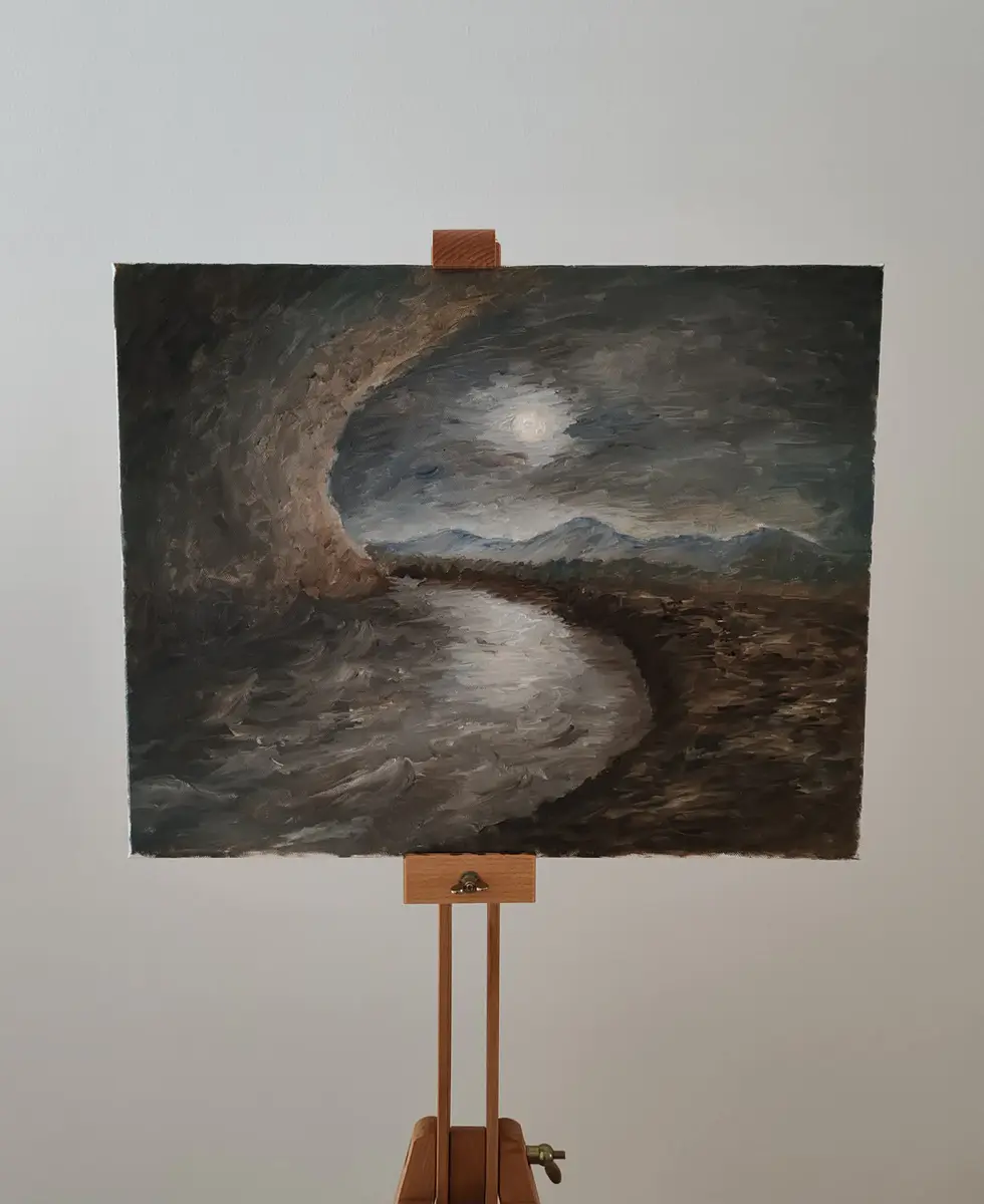 Moonlit Night - Olja - Surrealism - 50×40 cm av Martin Želinský