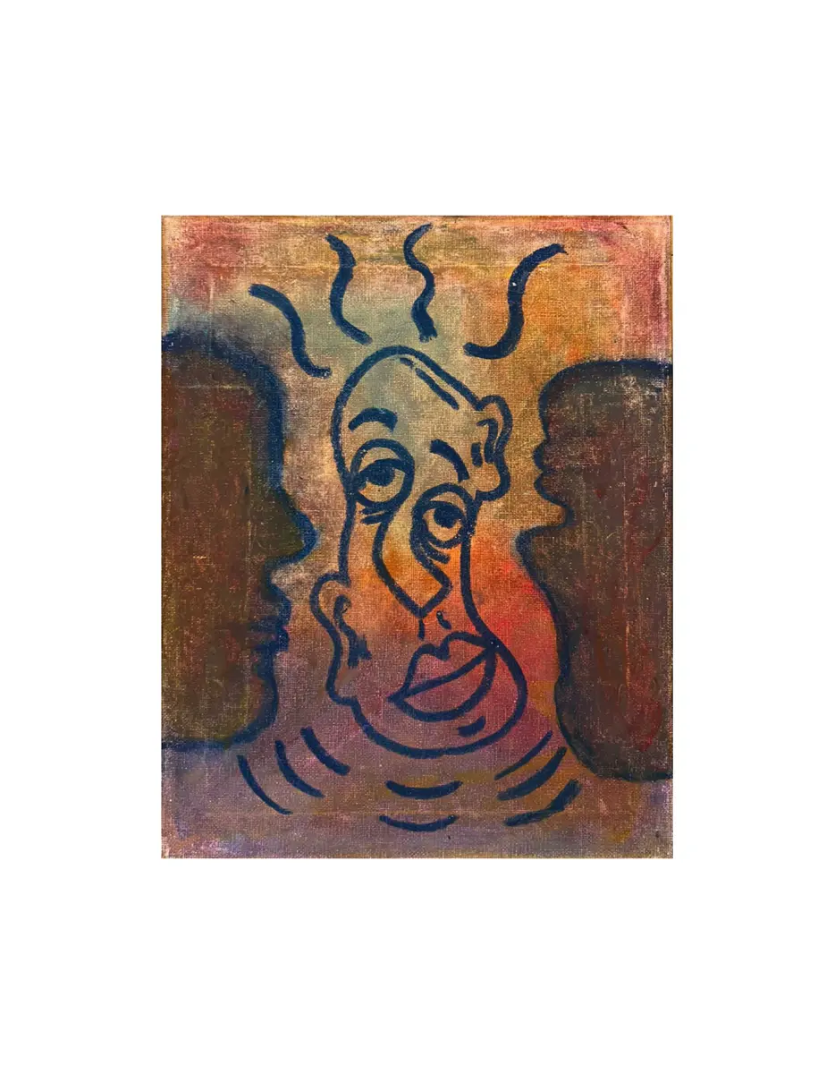 Hvilke stemmer låner du dine øre til – Oil – 24×30 cm by Silas Leander sørensen