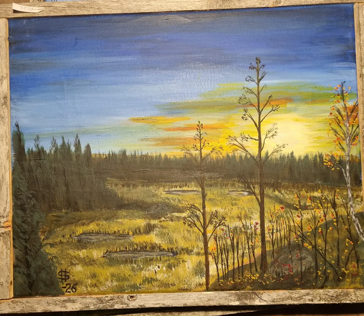 Solnedgång över Norrländsk Myr – Acrylic – Landscape – 41×33 cm by Håkan Siggemo