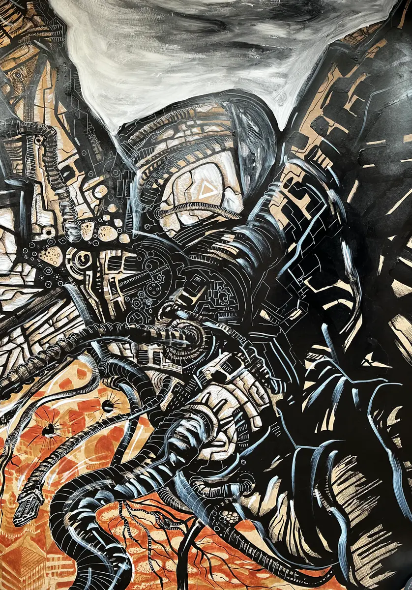 Astronauten – Mixed Media – Abstract – 59×84 cm by Jan Gerscher
