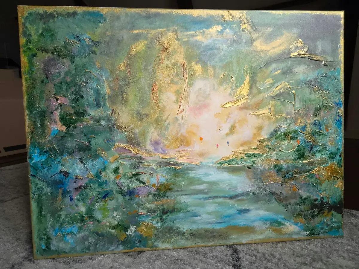 Emerald flight – Acrylic – Abstract Expressionism – 80×60 cm by Lisa Lithman