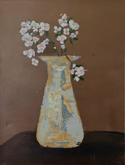 Blomster i Åldrad Vas – Acrylic by G E T T I