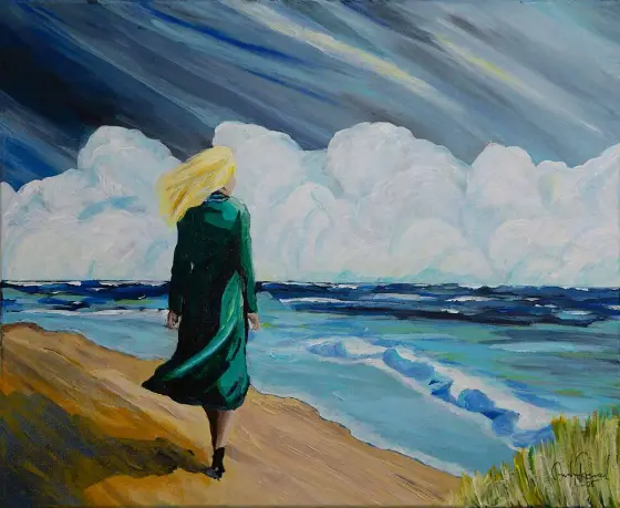 She and the Baltic Sea - Akryl af Andy Renard