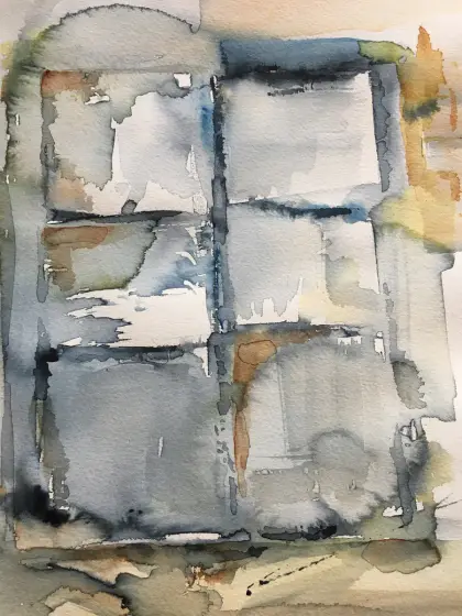 Genom fönster – Watercolor by Eva Henriksson