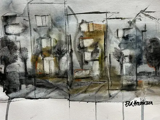 En tanke om vad som finns kvar efter ett krig – Watercolor by Eva Henriksson