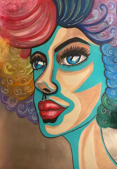 Curly girl – Acrylic by Lina A Nordblad