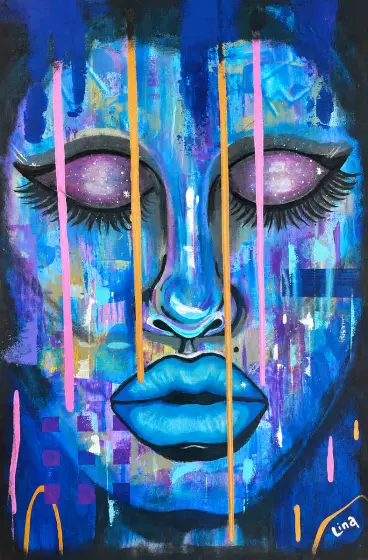 Behind the mask - Akryl av Lina A Nordblad