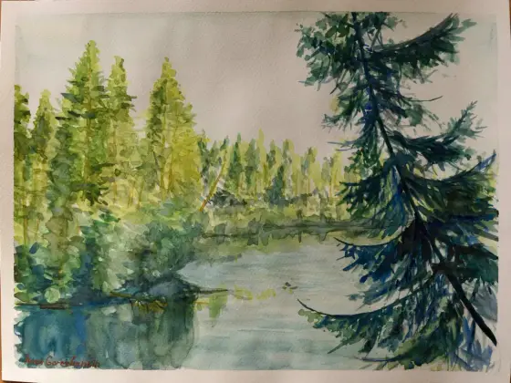 Klarälven i Hagfors kommun, Värmland – Watercolor by Ivan Gorozhankin