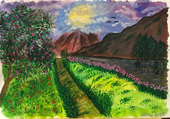 Den slumrande vulkanen - Acryl door Ann-Christin (Acmpainting) Martinsson