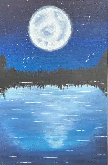 Månsken i natten - Acryl door Ann-Christin (Acmpainting) Martinsson