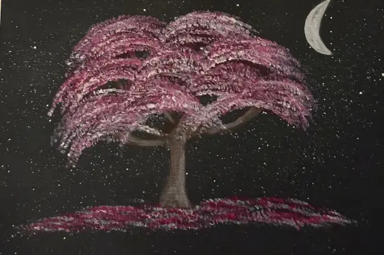 När natten blommar - Acryl door Ann-Christin (Acmpainting) Martinsson