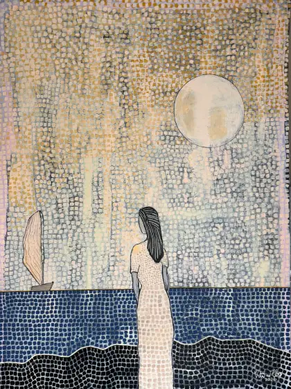 Lady by the sea - Akryl af Vivianne Otsa