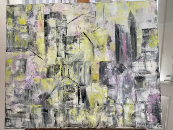 Urban Abstraktion i Gråskala och Pastell – Oil by Ingeborg Blomfeldt