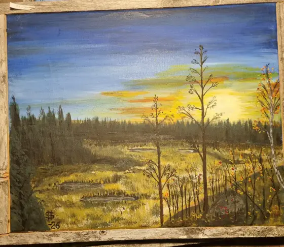 Solnedgång över Norrländsk Myr – Acrylic by Håkan Siggemo
