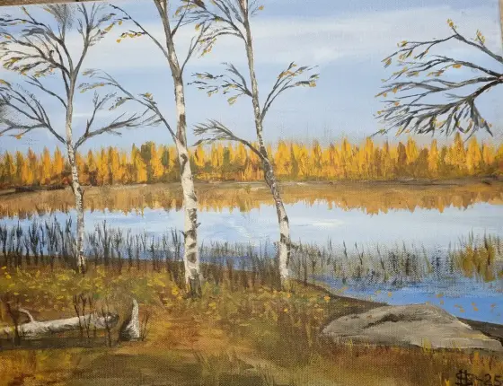 Höst vid vuontisjärvi – Acrylic by Håkan Siggemo